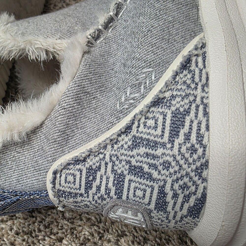 Hey Dude Camden Brushed Cozy Boots Size 9 Gray Slip Aztec Winter Blue EUC - Picture 6 of 12